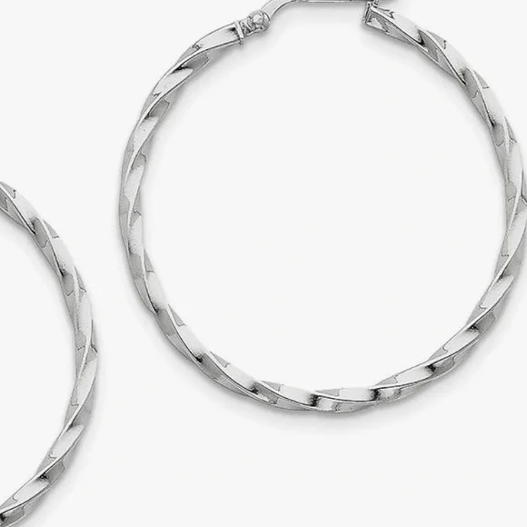 Stainless Steel Twisted Hoop Earrings NWT - Picture 3 of 5